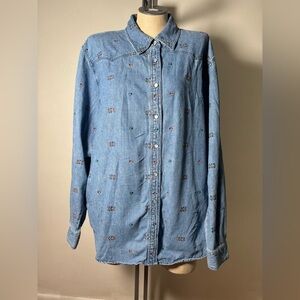 Denim Shirt With Embroidery